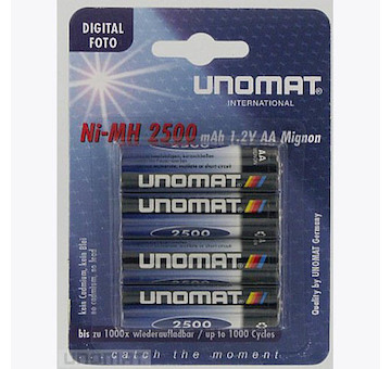 NiMH akumulátory Unomat AA MIGNON - 2500 mAh